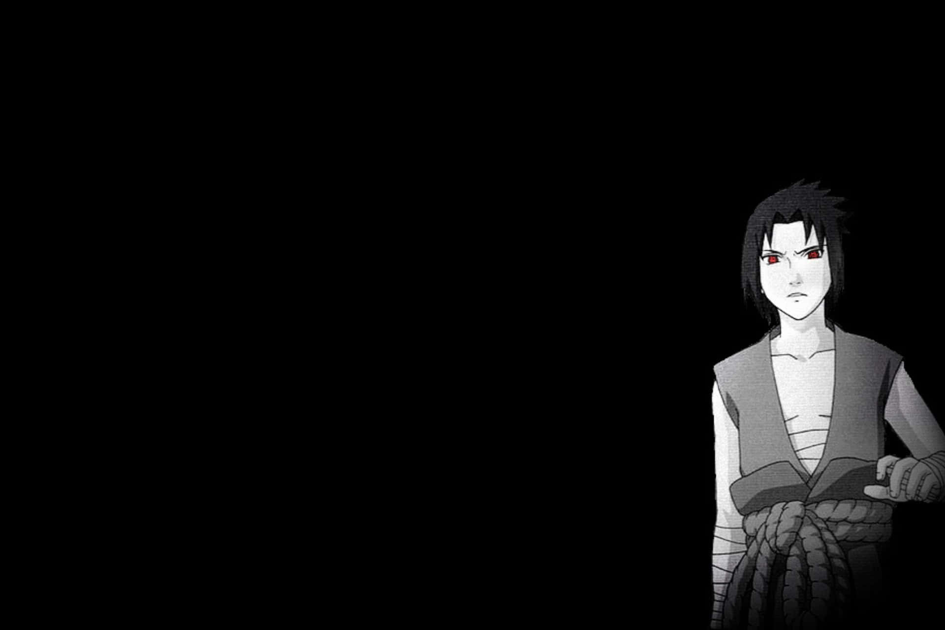 Sasuke Uchiha Monochrome Portrait Background
