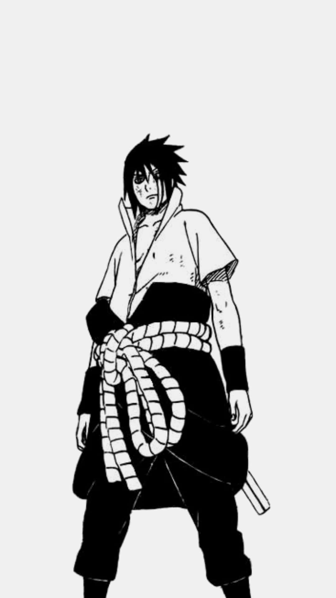 Sasuke Uchiha Monochrome Stance Background