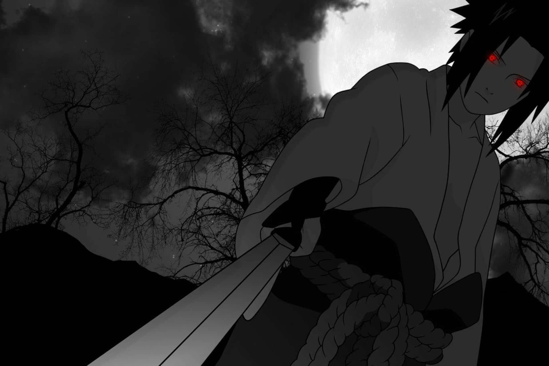 Sasuke_ Uchiha_ Nighttime_ Silhouette Background