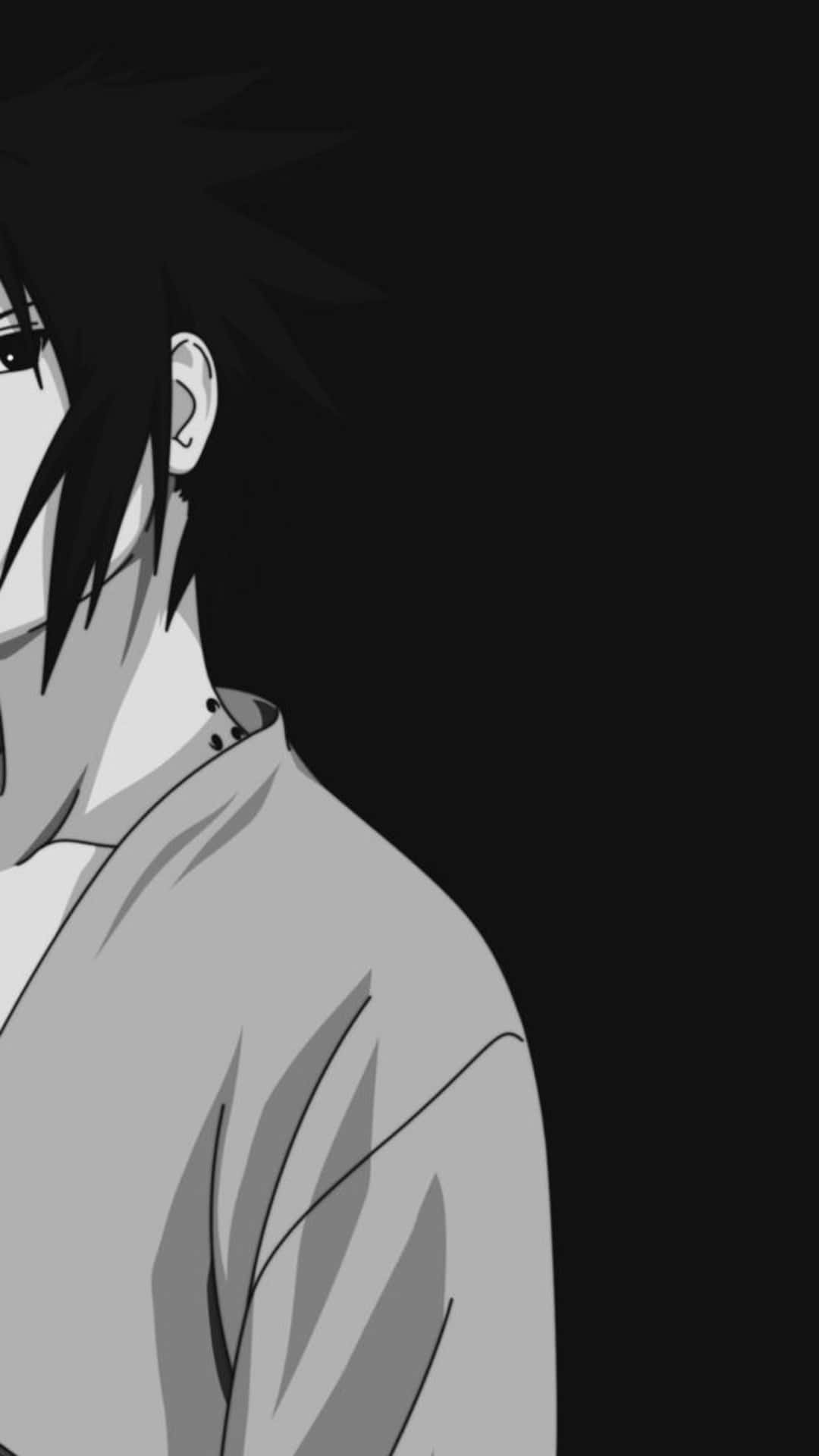 Sasuke Uchiha Profile Art B W Background