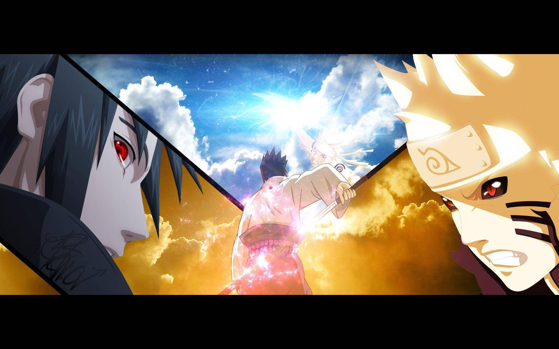 Sasuke Vs Naruto At Daylight Background
