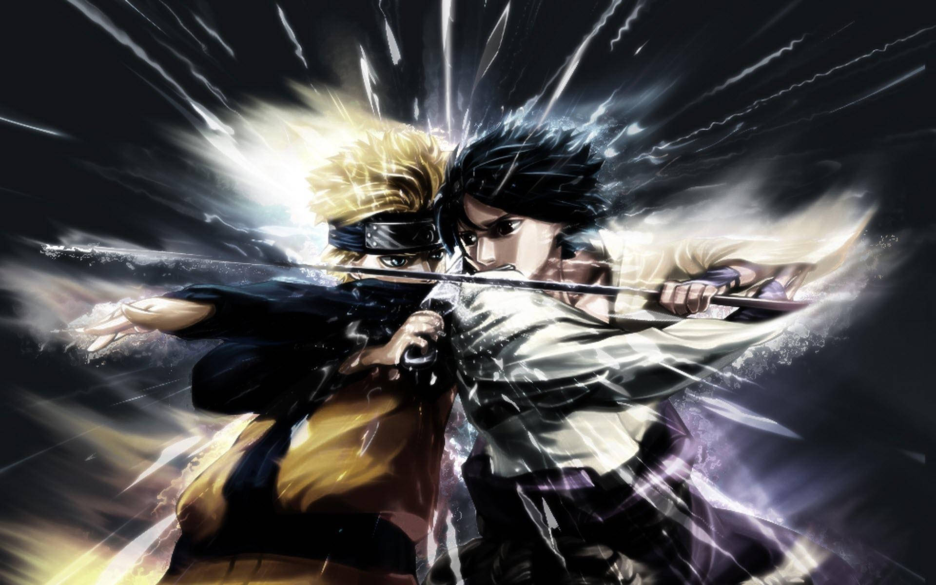 Sasuke Vs Naruto Dark Background Background