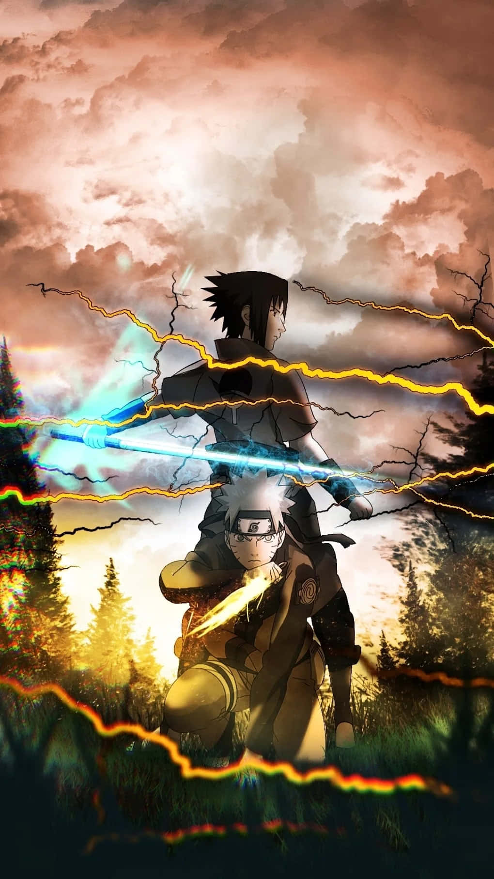Sasukeand Naruto Power Showdown Background