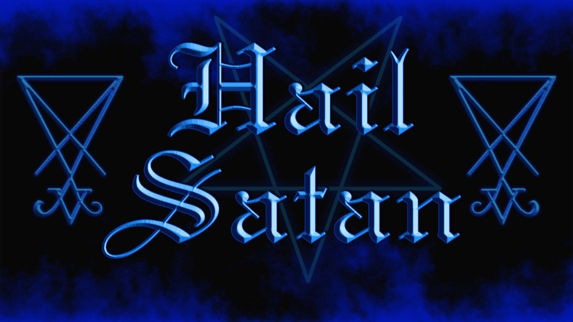Satanic Artwork In Dark Blue Background