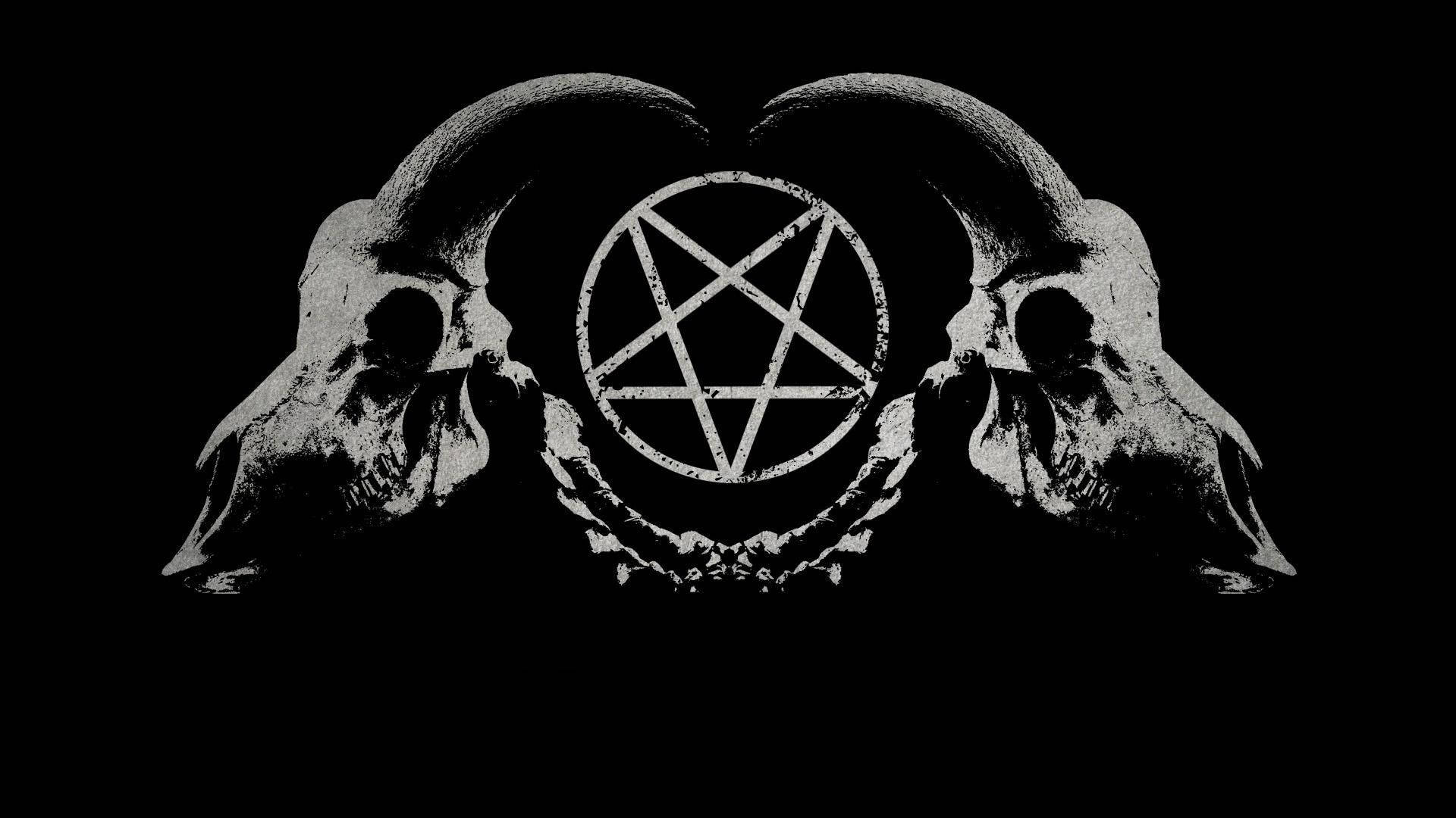 Satanic Goat Skulls And Pentagram Background