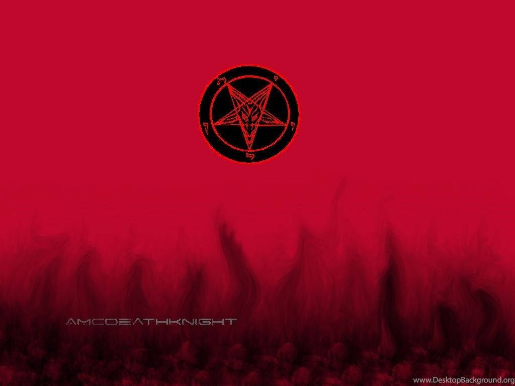 Satanic Logo In Red Background Background