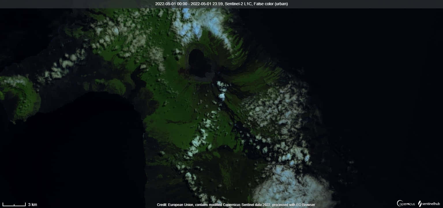 Satellite View Of An Effusive Volcanic Eruption Background