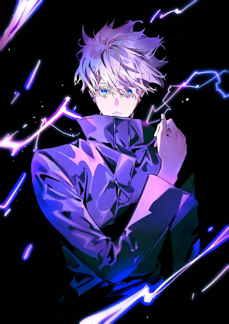 Satoru Gojo Jujutsu Kaisen Phone Purple Thunder Background