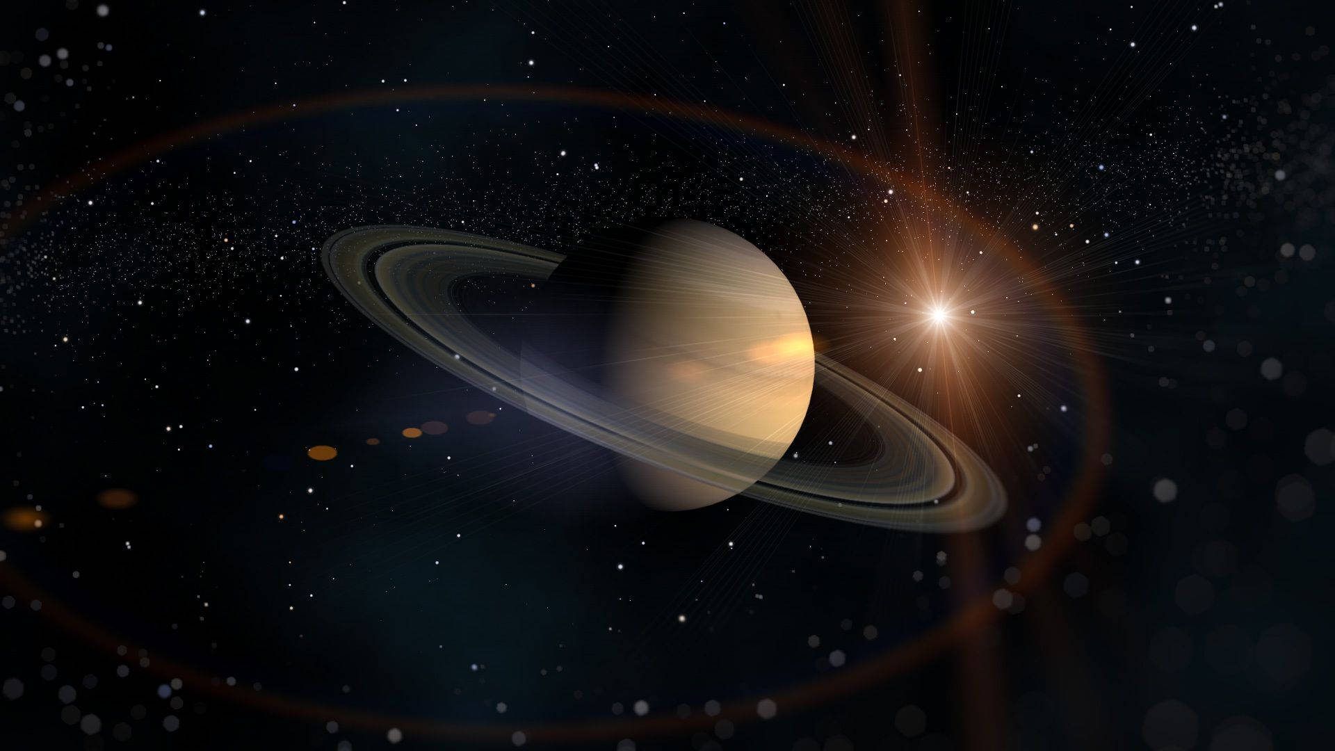 Saturn In Dark Space Background