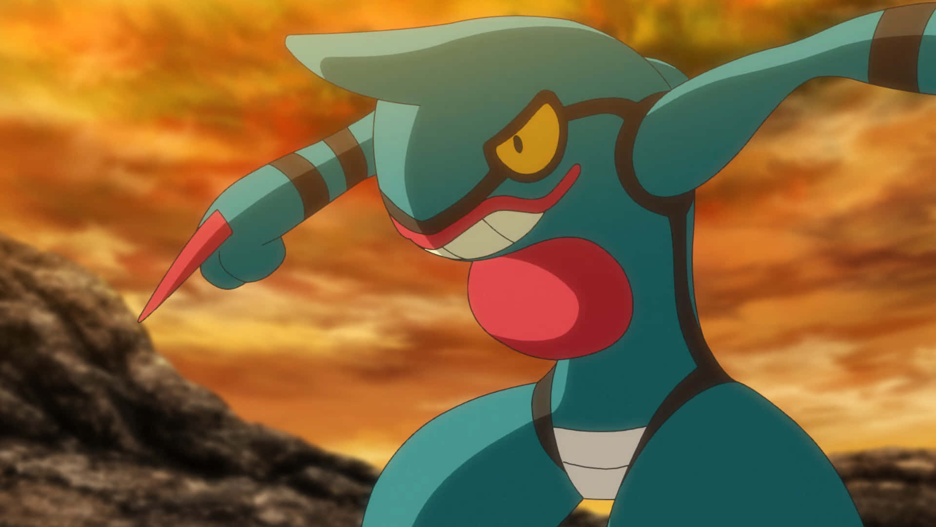 Saturn's Toxicroak Pokemon In Battle Stance Background