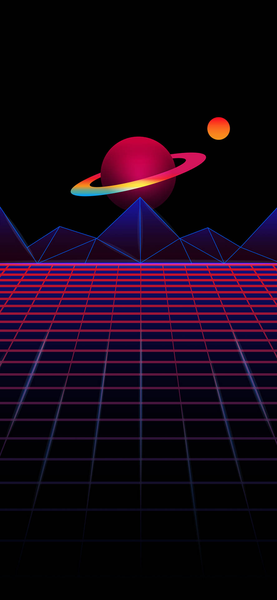 Saturn Synthwave Ios 16 Background