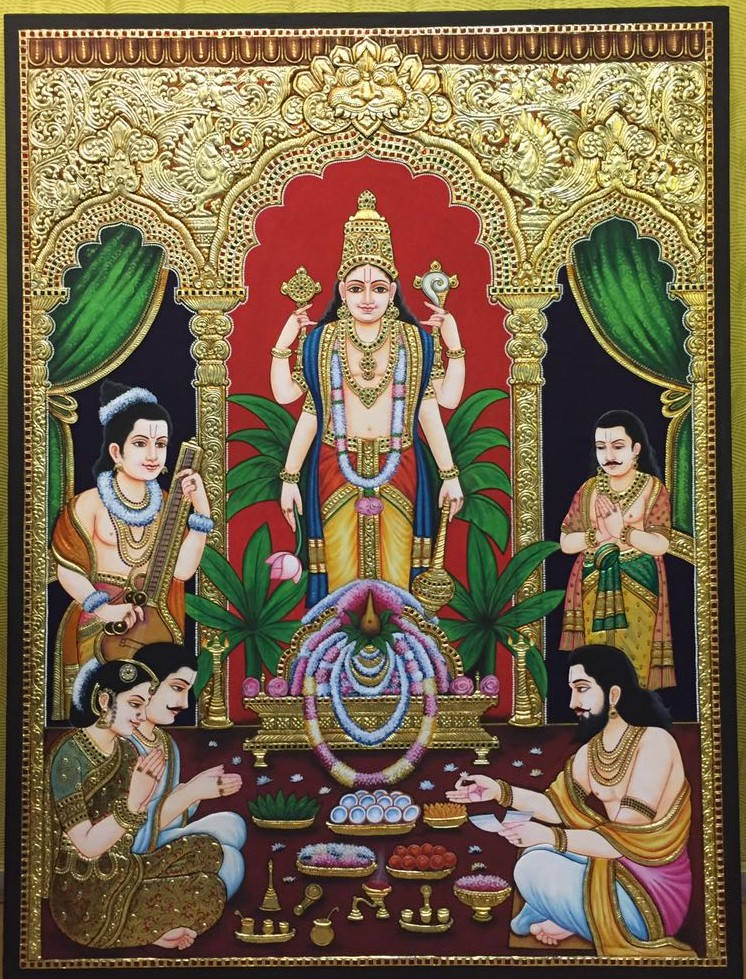 Satyanarayana Swamy Tanjore Painting Background