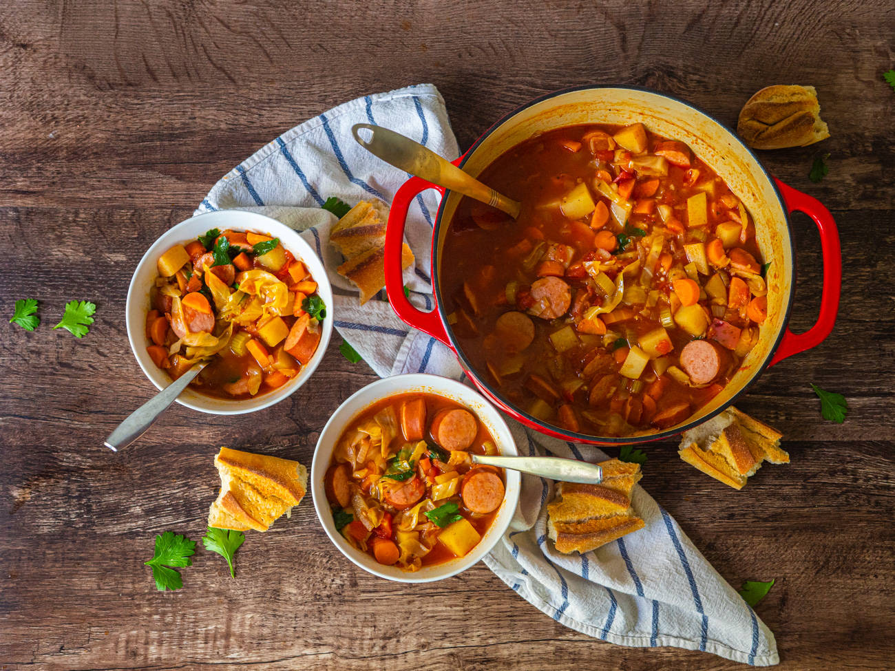 Saucy Sausage Rougali Soup