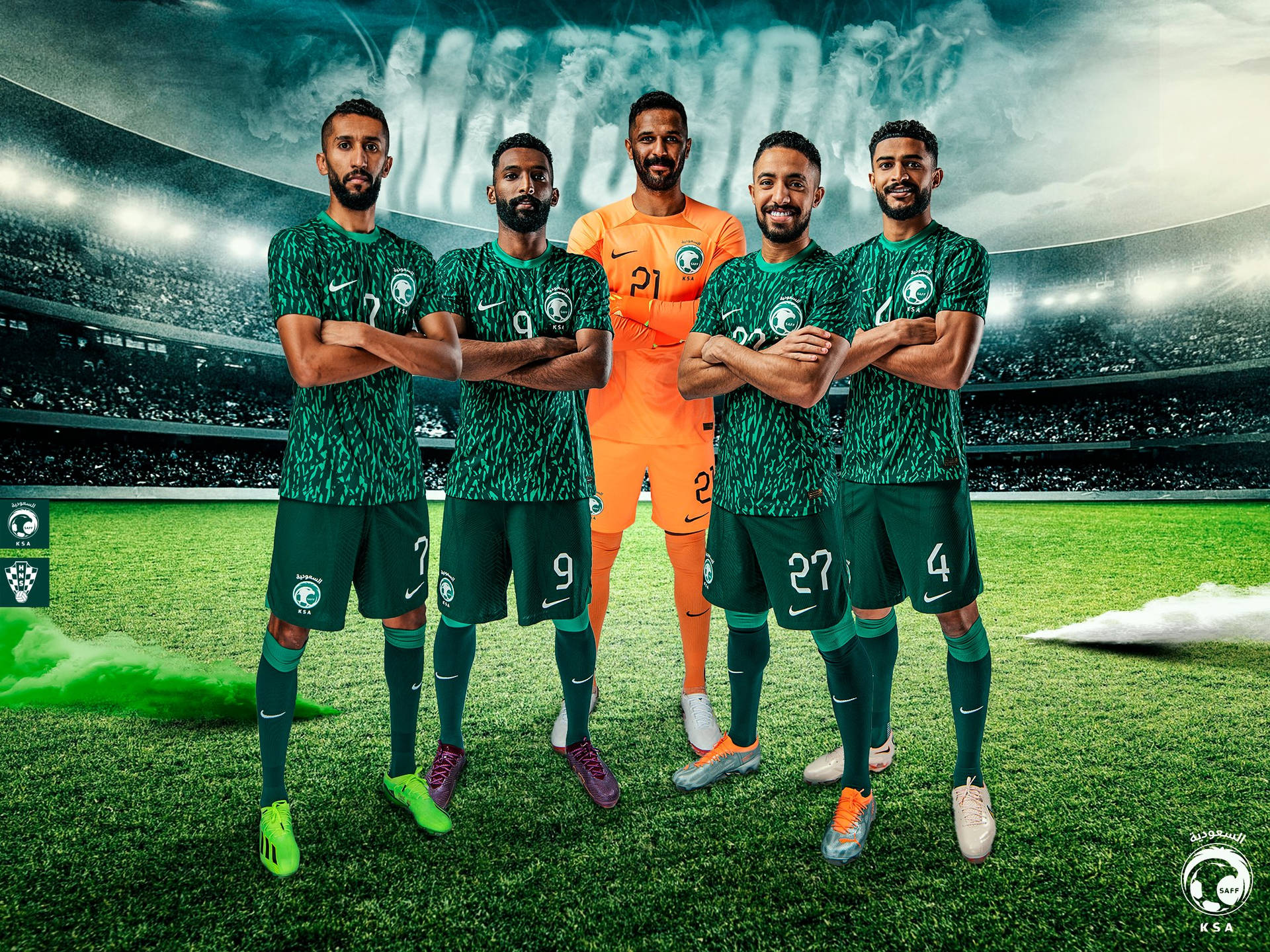 Saudi Arabia National Football Team Green Falcons Background