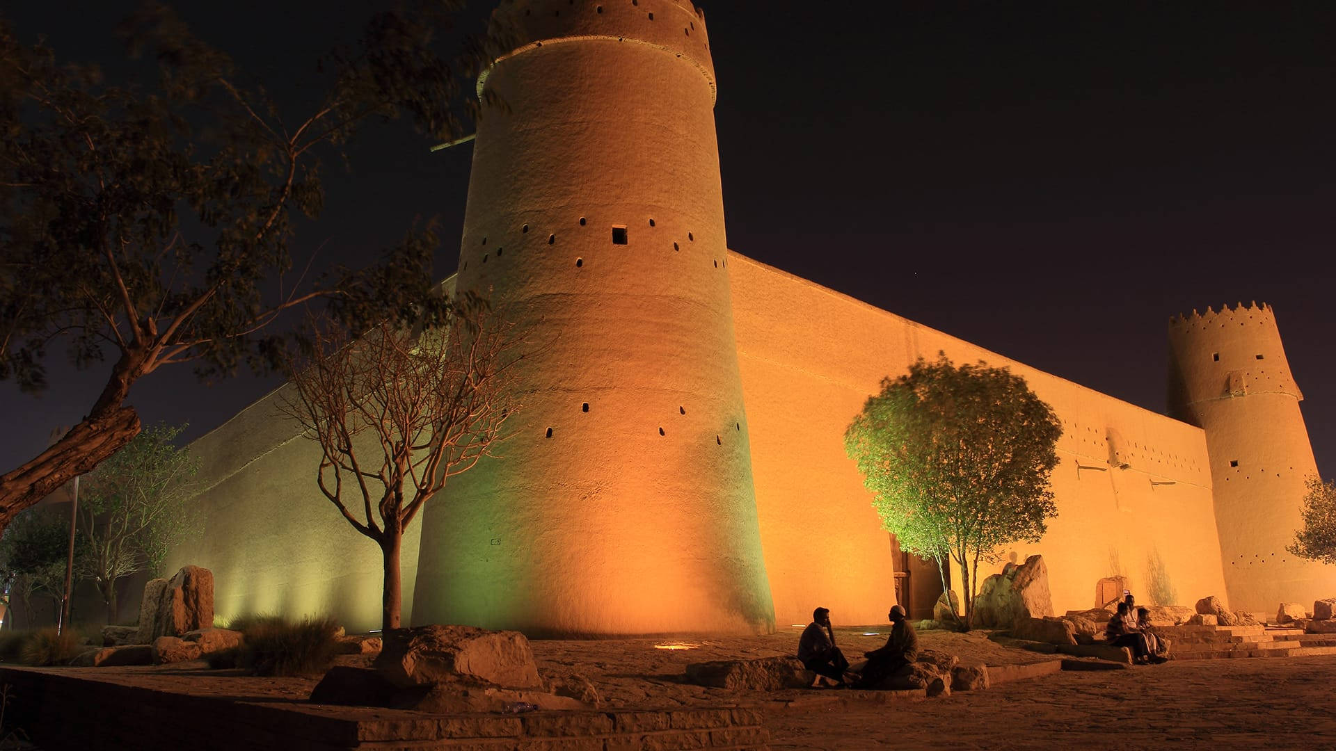 Saudi Arabia's Masmak Fortress' Lights Background