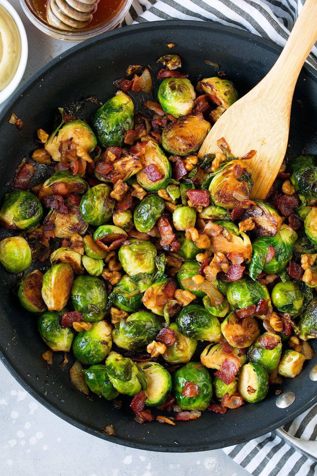 Sauteed Brussels Sprouts With Bacon Background