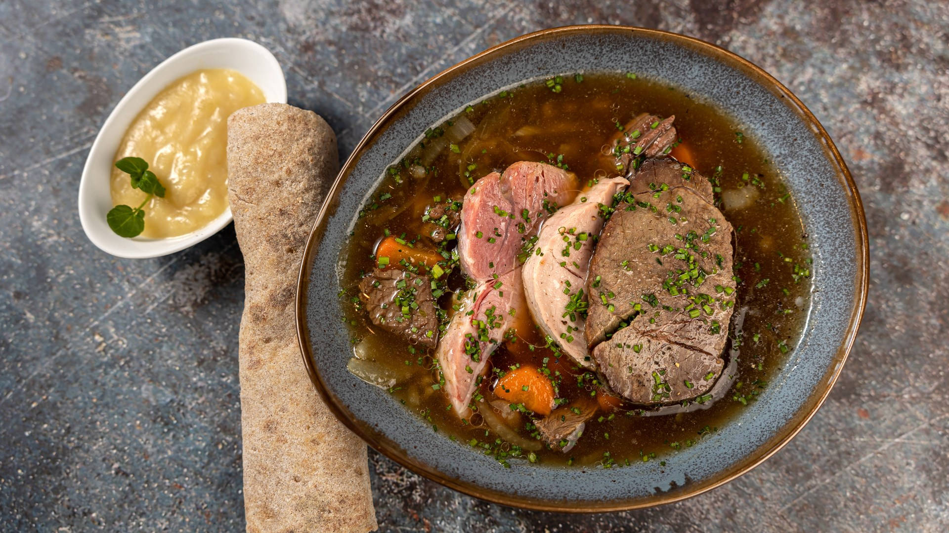 Savoring Traditional German Sauerbraten Meal Background