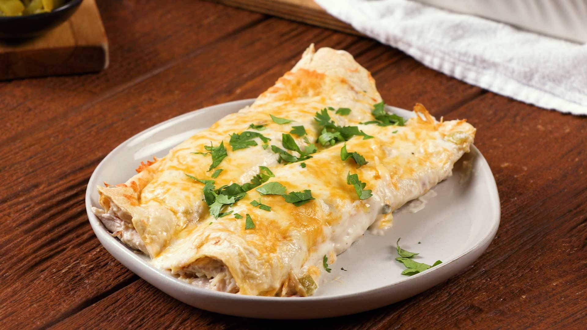 Savory Dry Enchiladas With Fresh Coriander Background