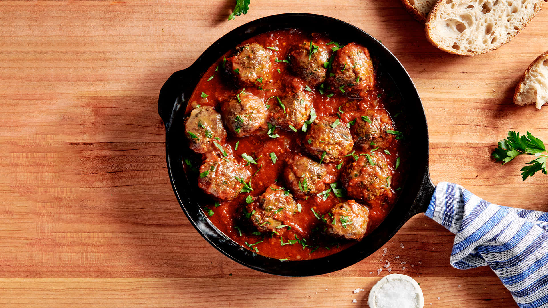 Savory Meatballsin Tomato Sauce Skillet Background