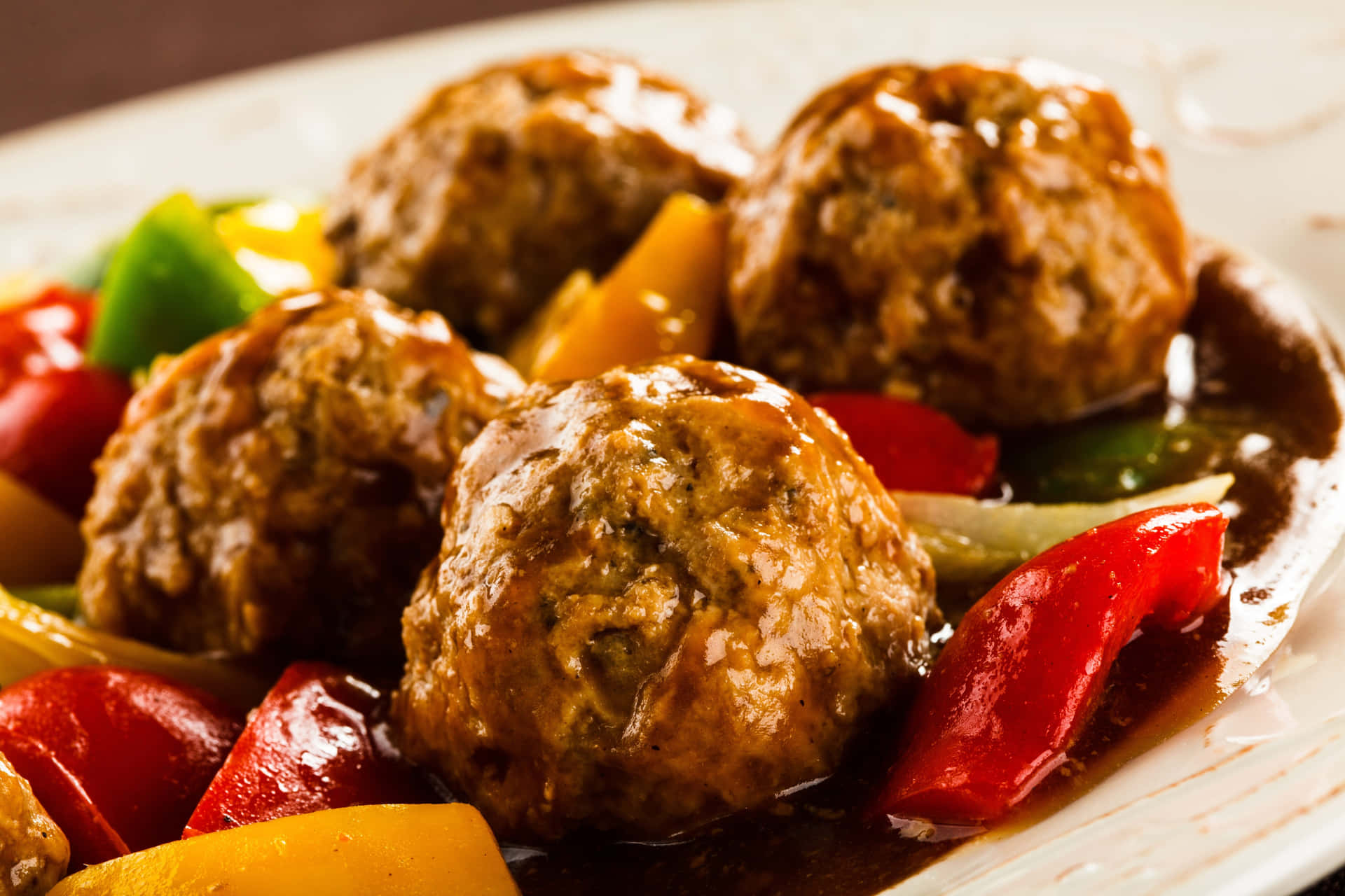 Savory Meatballswith Bell Peppers Background