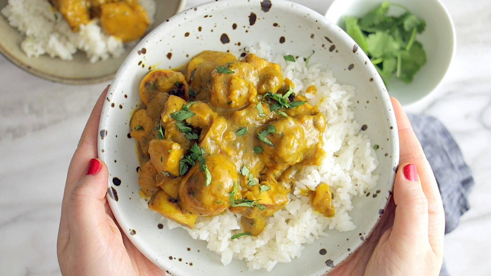 Savory Yellow Curry Bowl Background