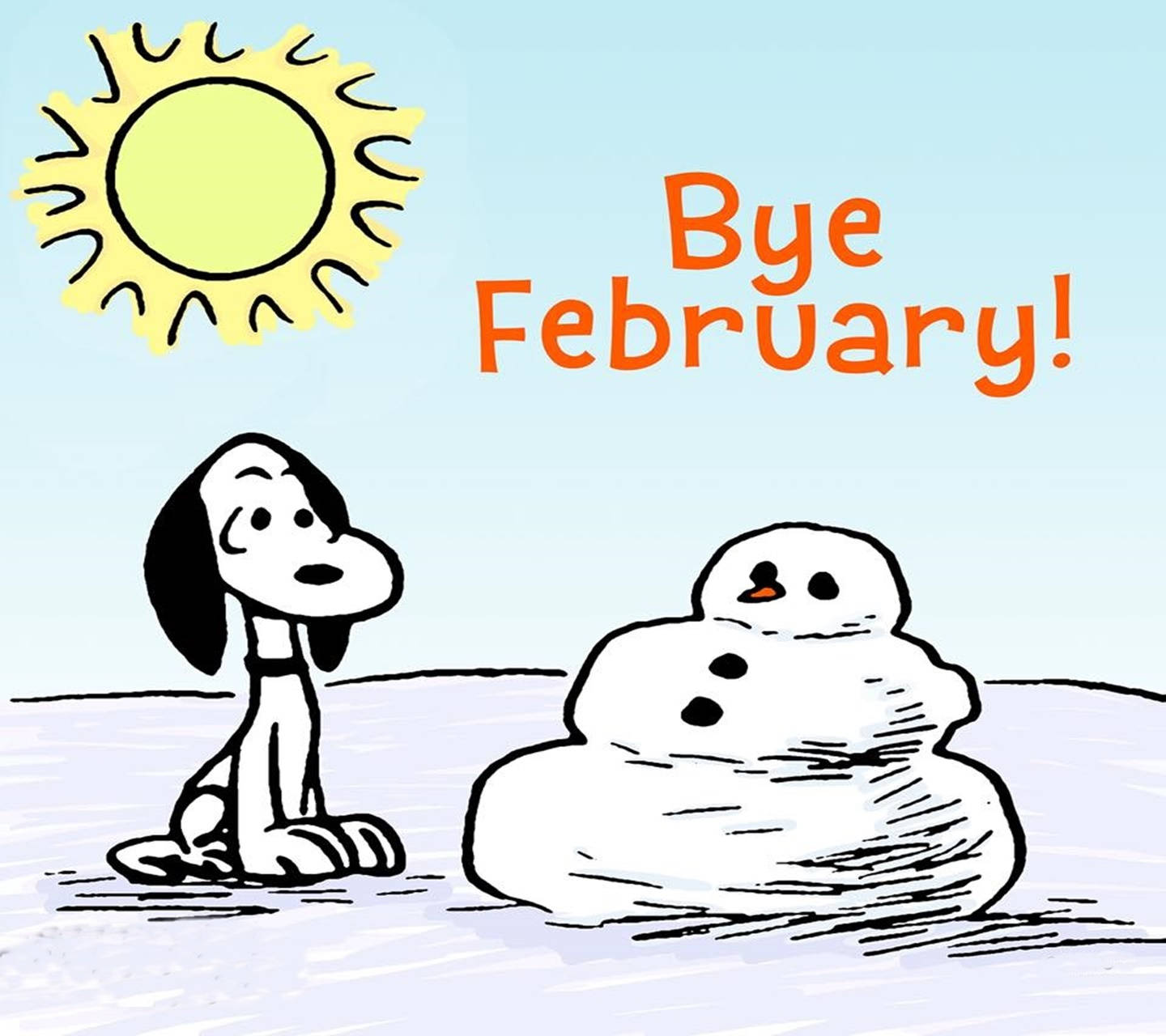 Say Goodbye To February With Snowman And Snoopy! Background