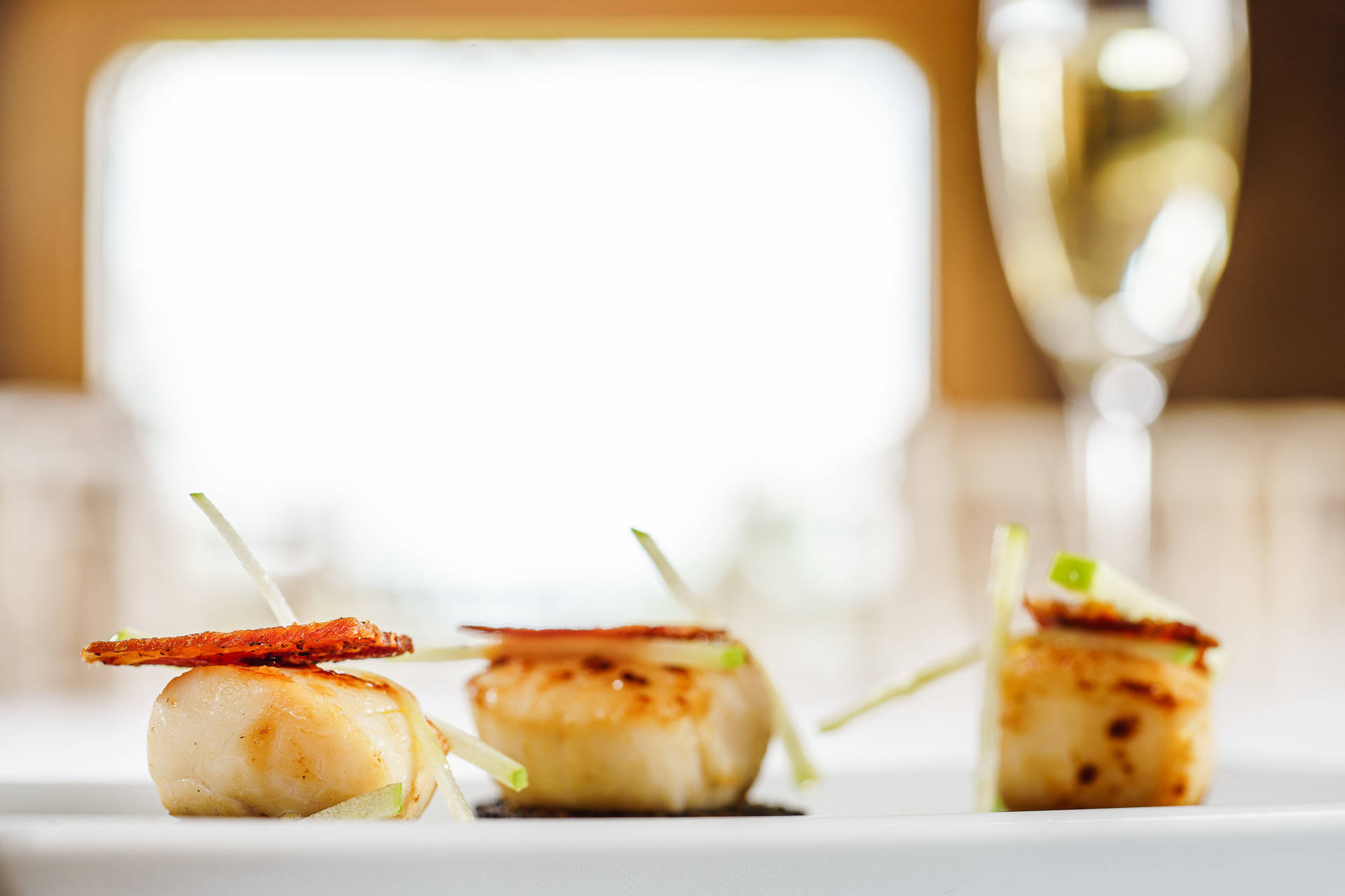 Scallops On Fancy White Table Background