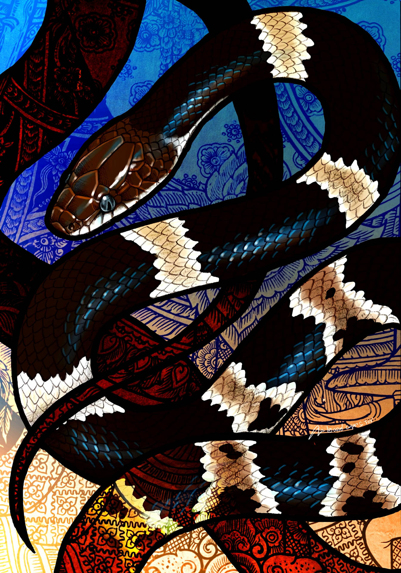 Scaly Snakes Patterned Tapestry Background