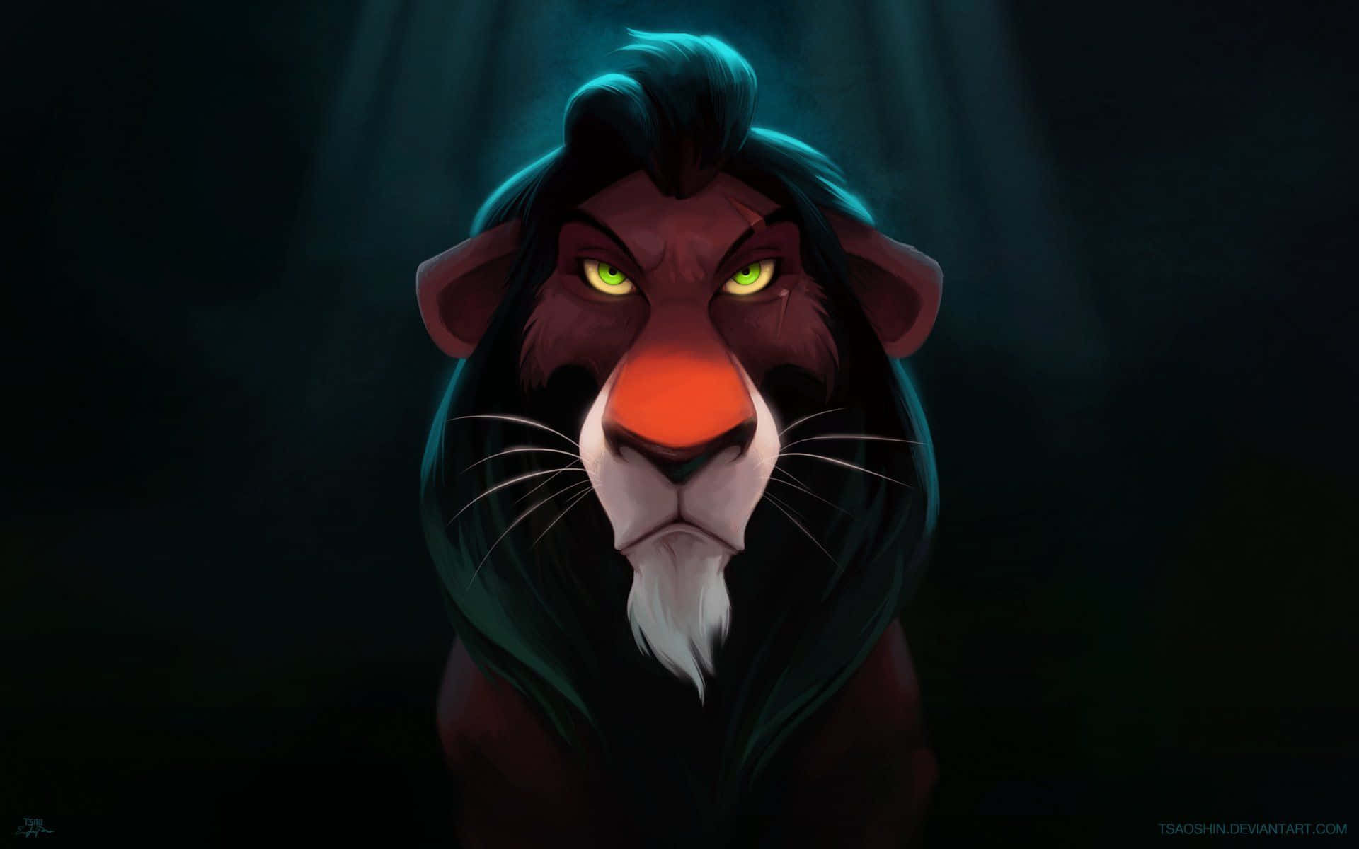 Scar Showing His Teeth In The Classic Lion King Scene Background