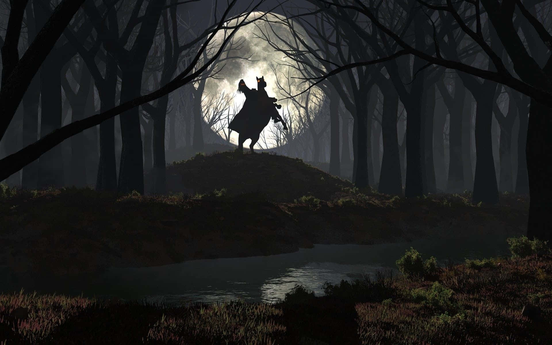 Scarecrow In The Forest Spooky Desktop Background