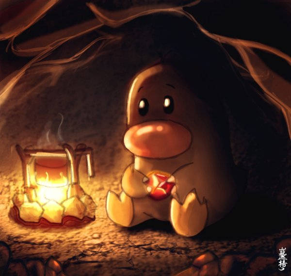 Scared Diglett Inside A Dark Cave