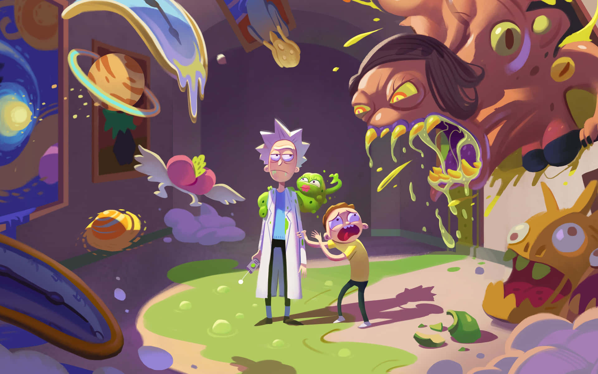Scared Of Aliens Rick And Morty Fan Art Background