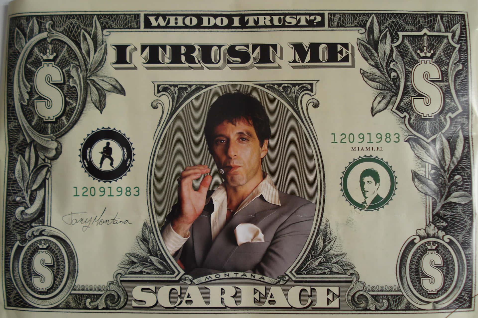 Scarface Movie Dollar Bill Artwork Background