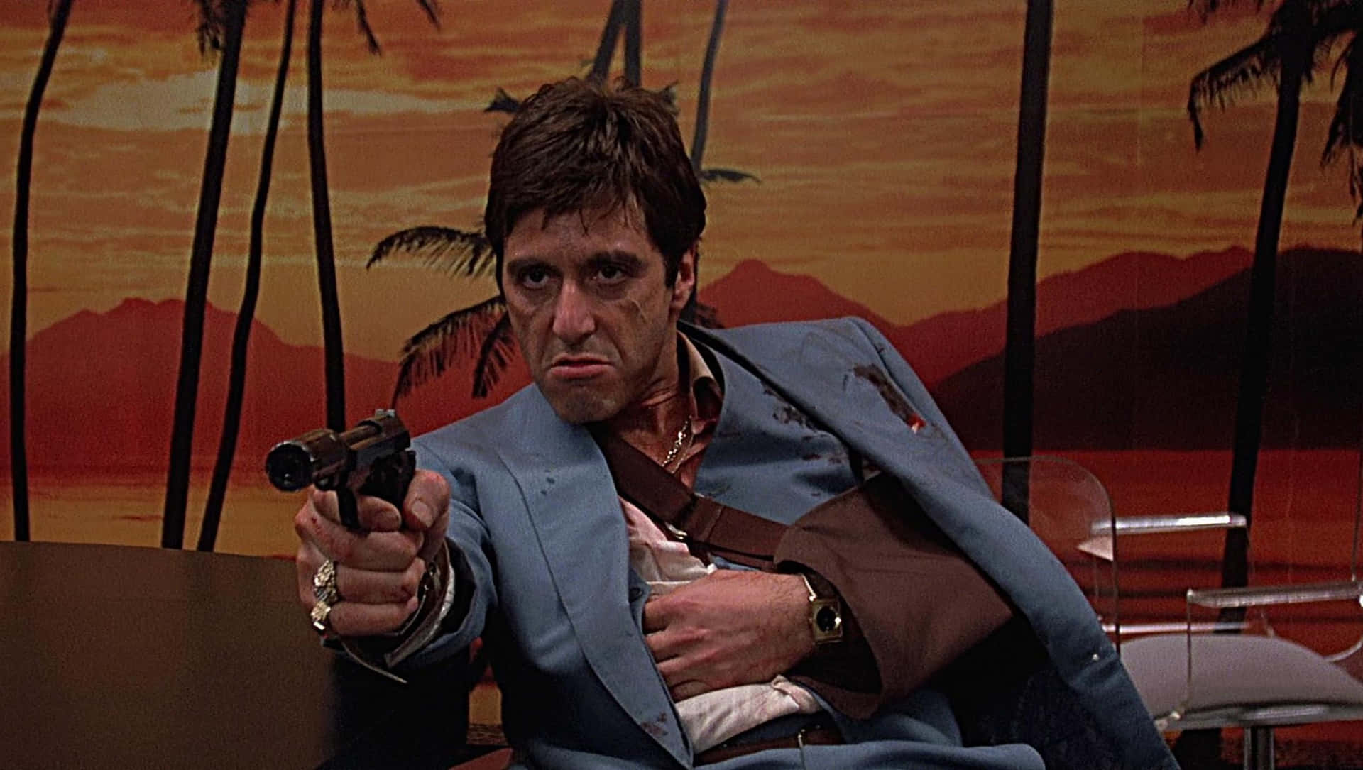 Scarface Tony Montana Gunning Background