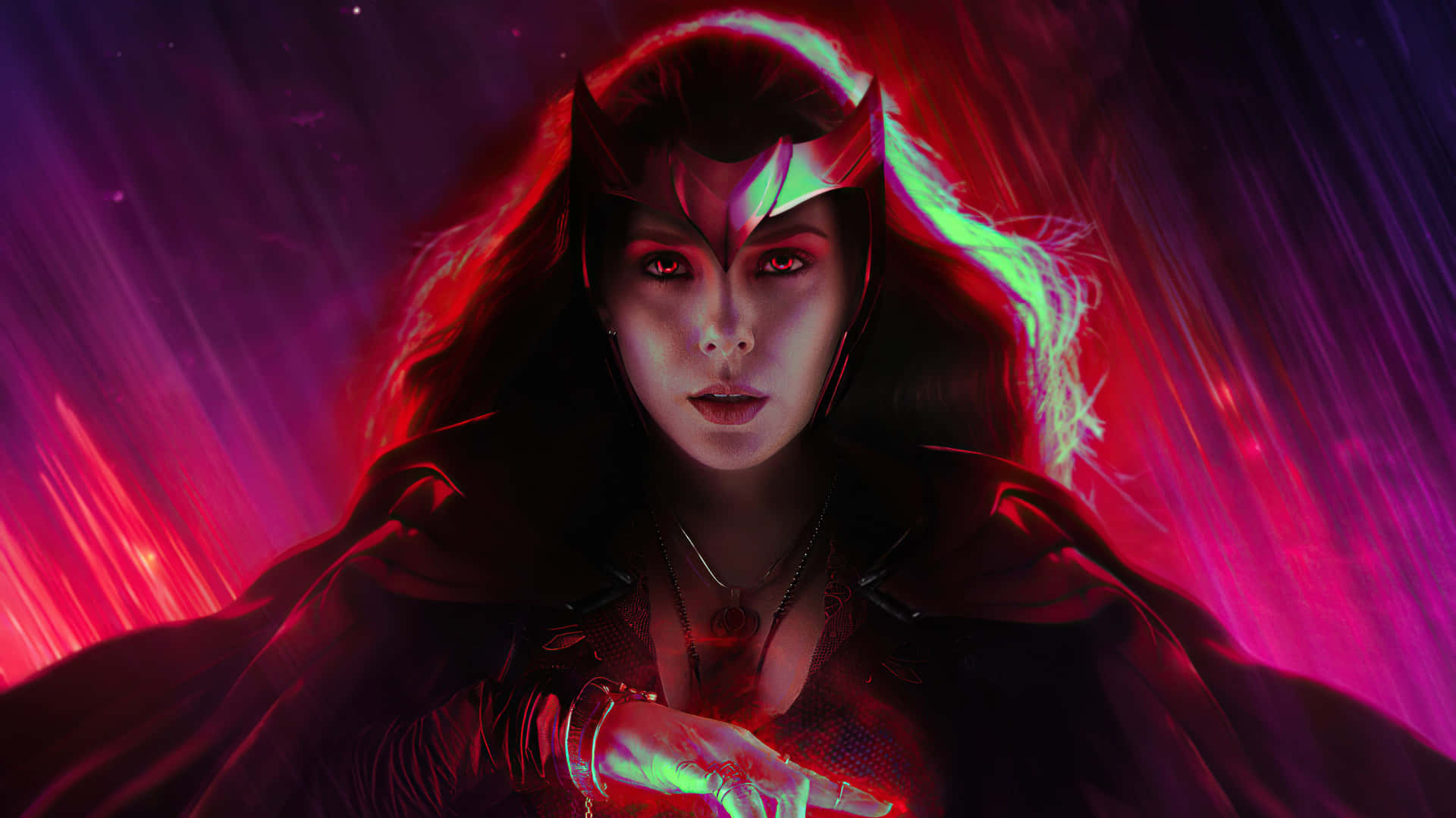 Scarlet Witch Mystical Power Display Background