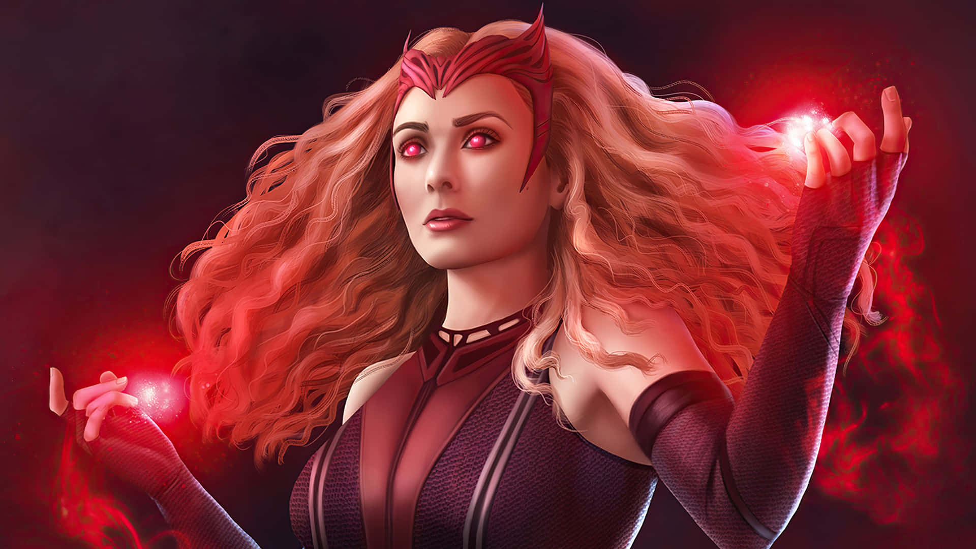 Scarlet Witch Mystical Power Display Background