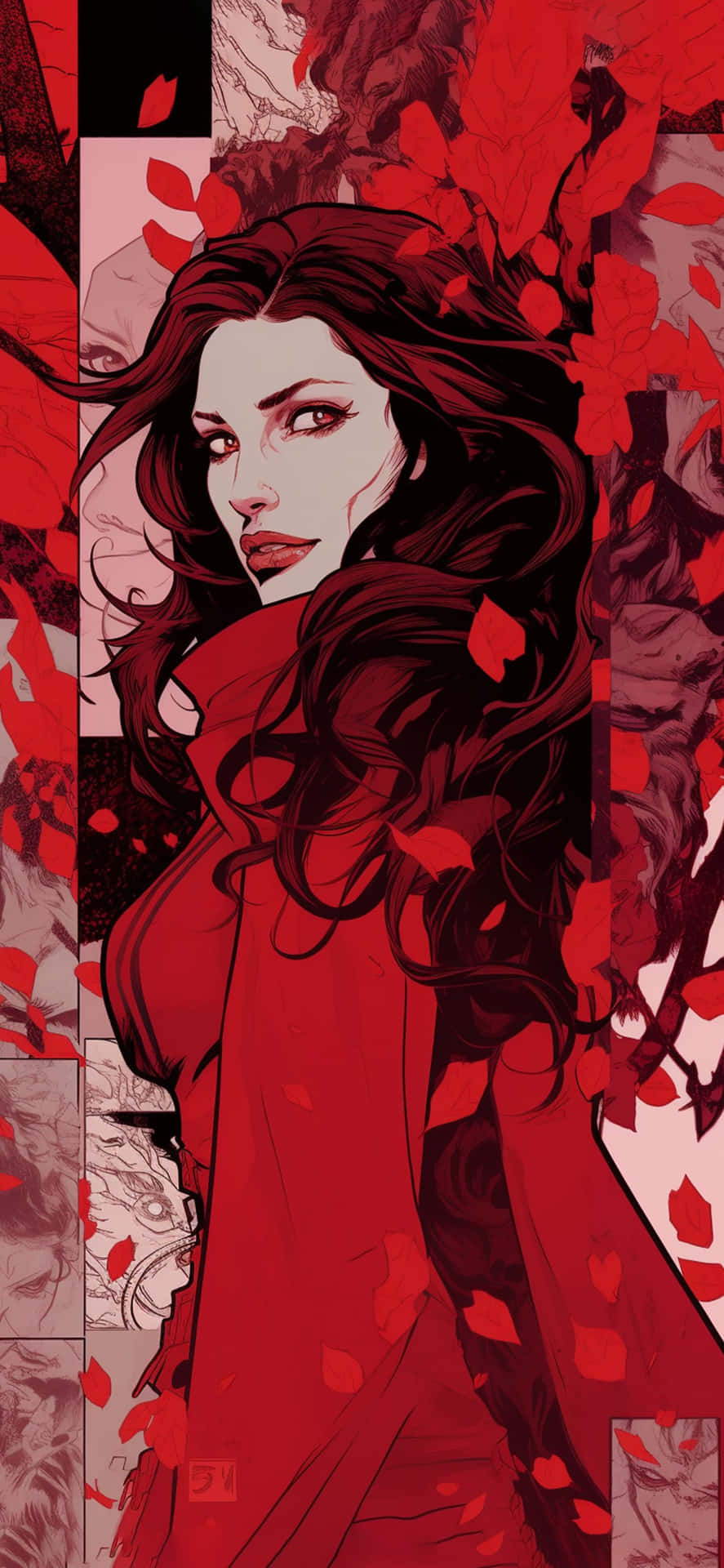 Scarlet Witch Red Portrait Background