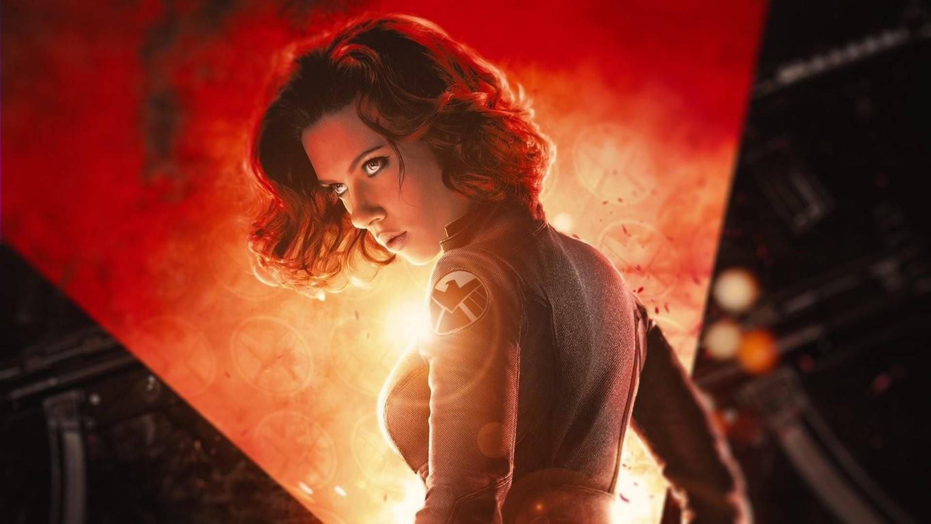 Scarlett Johansson As Black Widow In Action Background