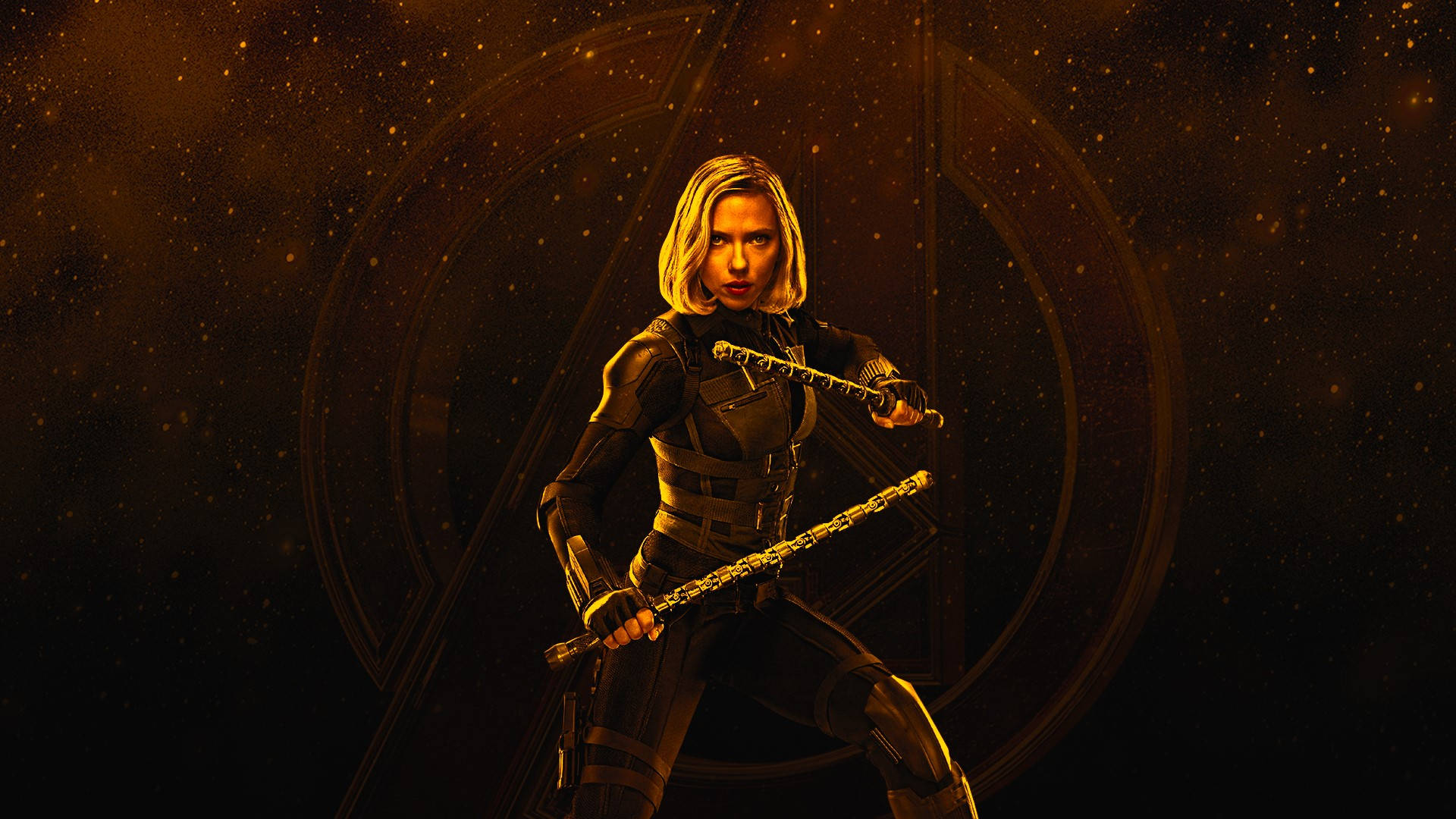 Scarlett Johansson As Black Widow In Avengers Background