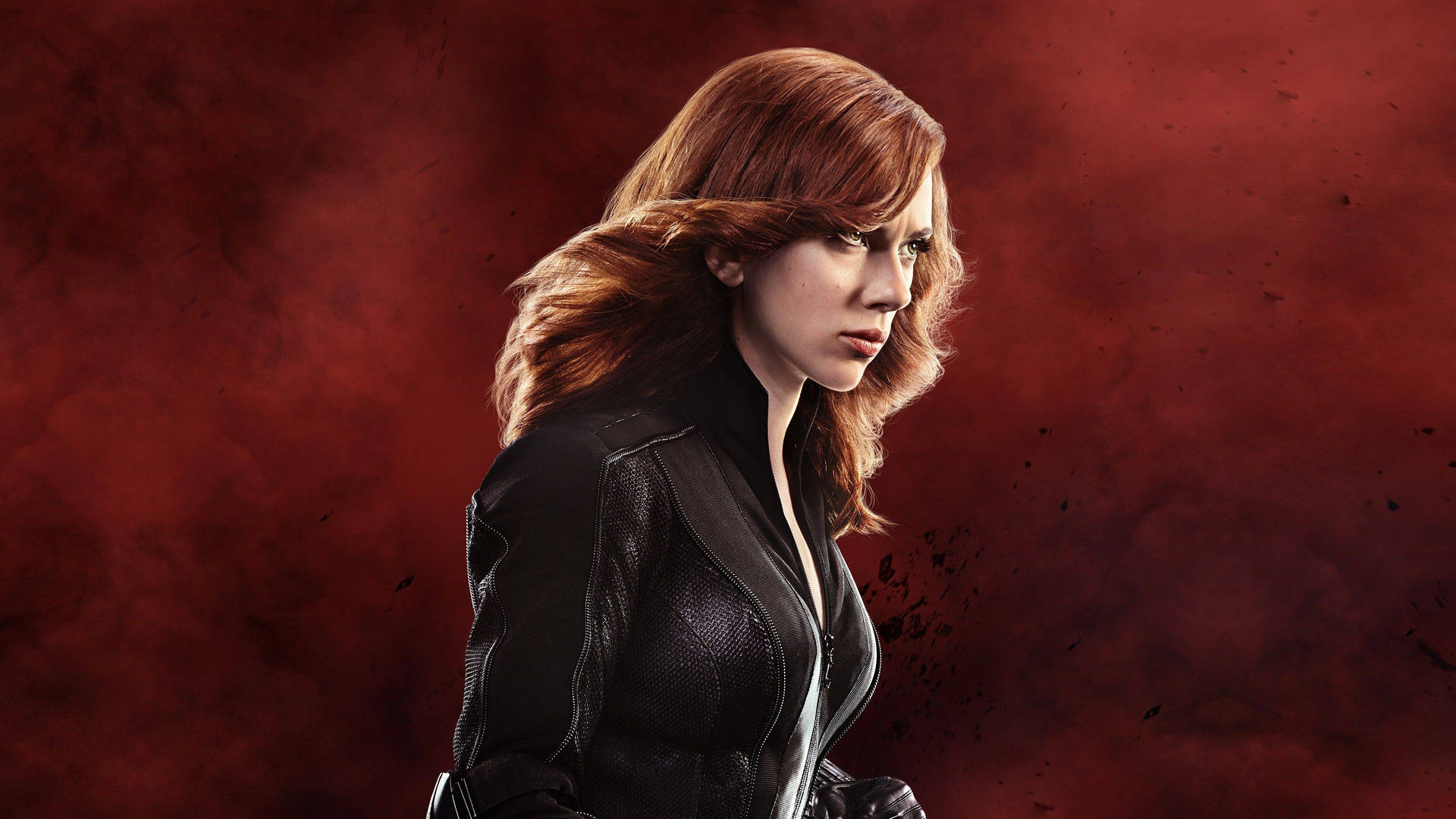 Scarlett Johansson As Black Widow In Full Gear Background