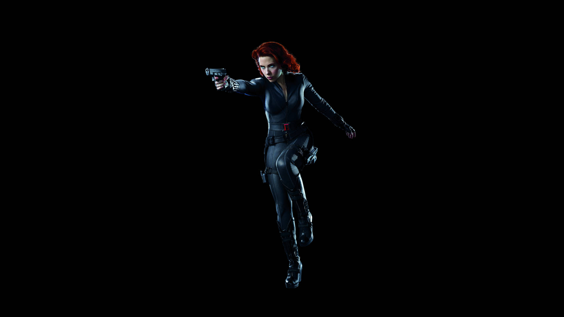 Scarlett Johansson As Black Widow Plain Black Desktop Background