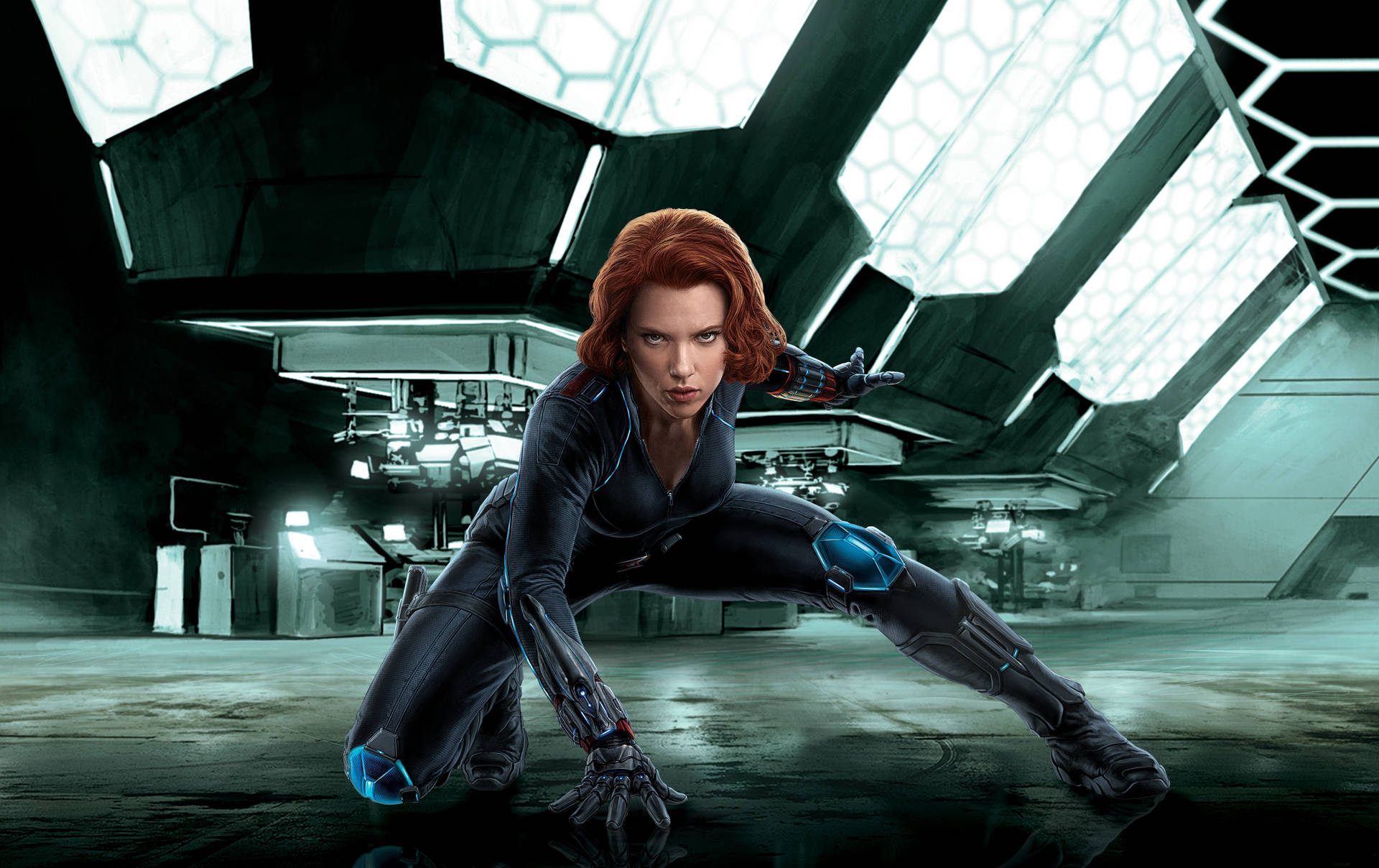 Scarlett Johansson Black Widow Pose Background