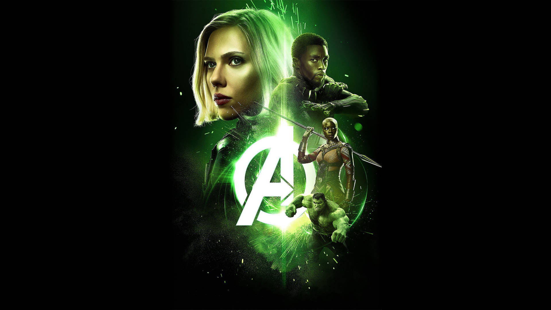 Scarlett Johansson Green Themed Poster As Black Widow Background