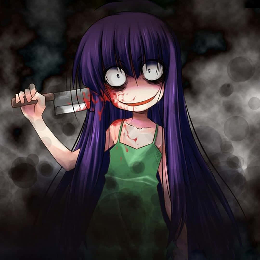 Scary Anime Girl Stabs Herself