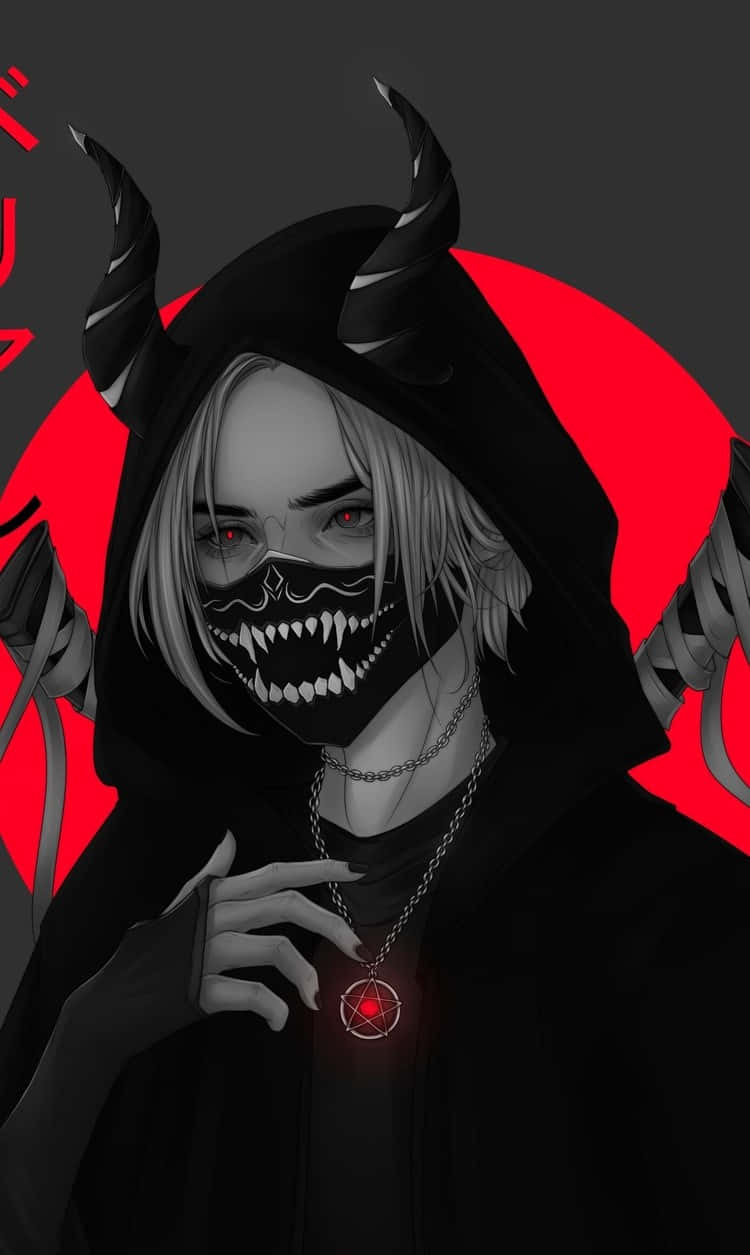 Scary Anime Guy With Vampire Mask Background