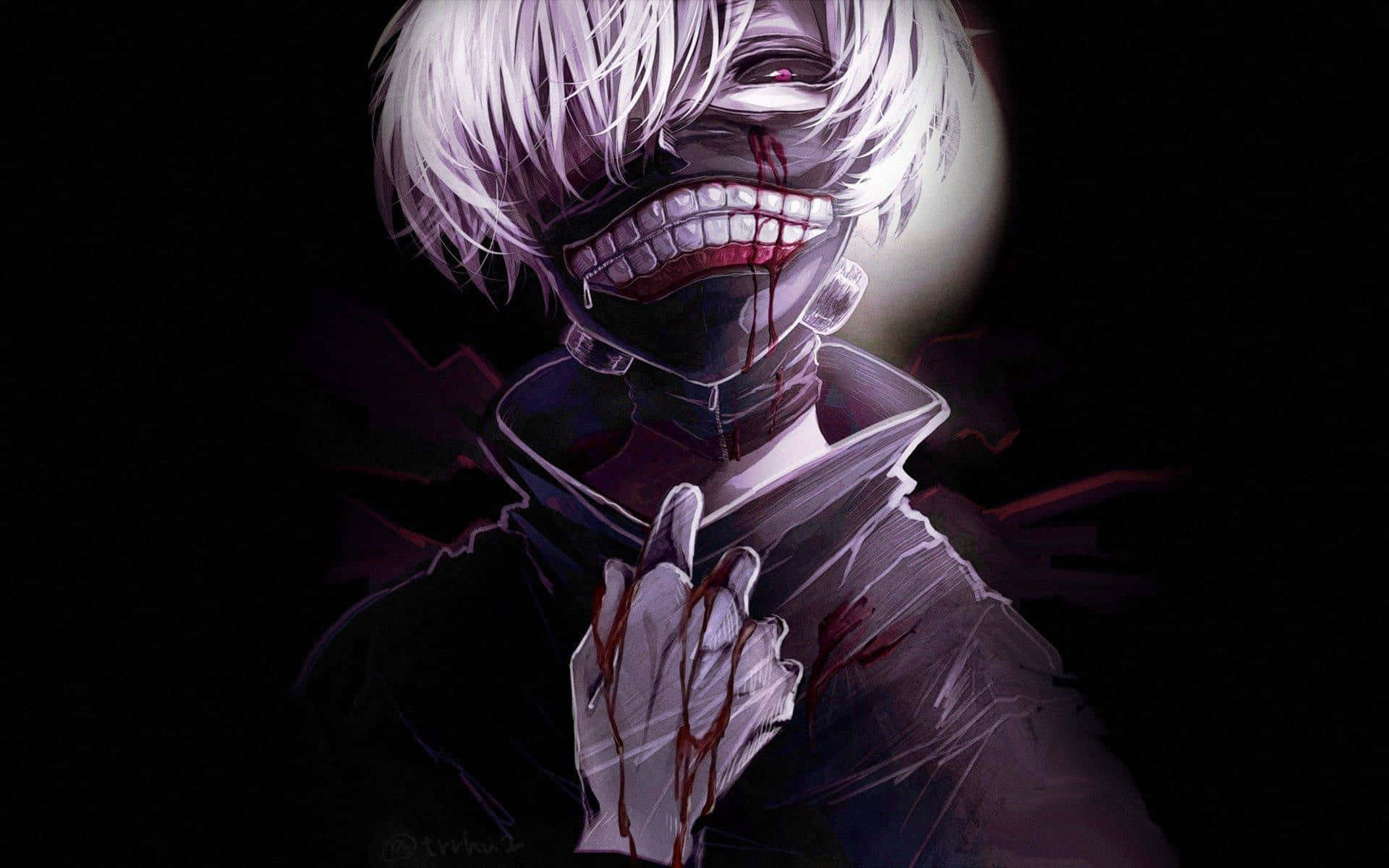 Scary Anime Kaneki With Blood On Hands Background
