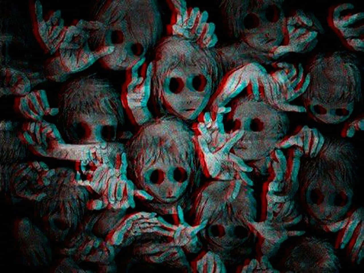 Scary Anime Kids With No Eyes Background