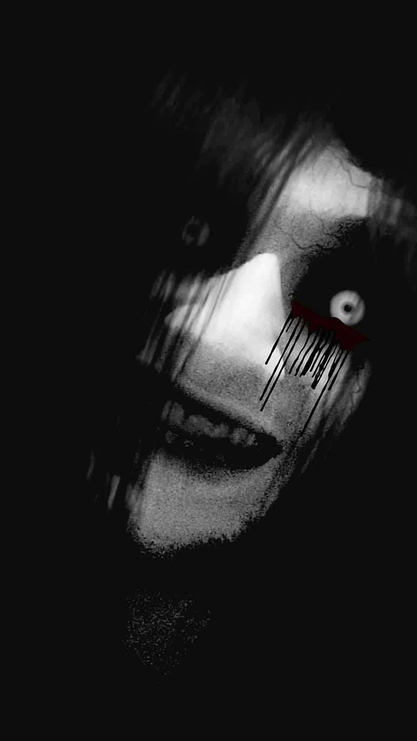 Scary Anime White Creepy Face Background