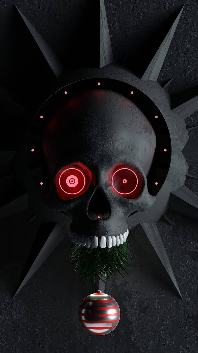 Scary Christmas With A Skull Ornament Background