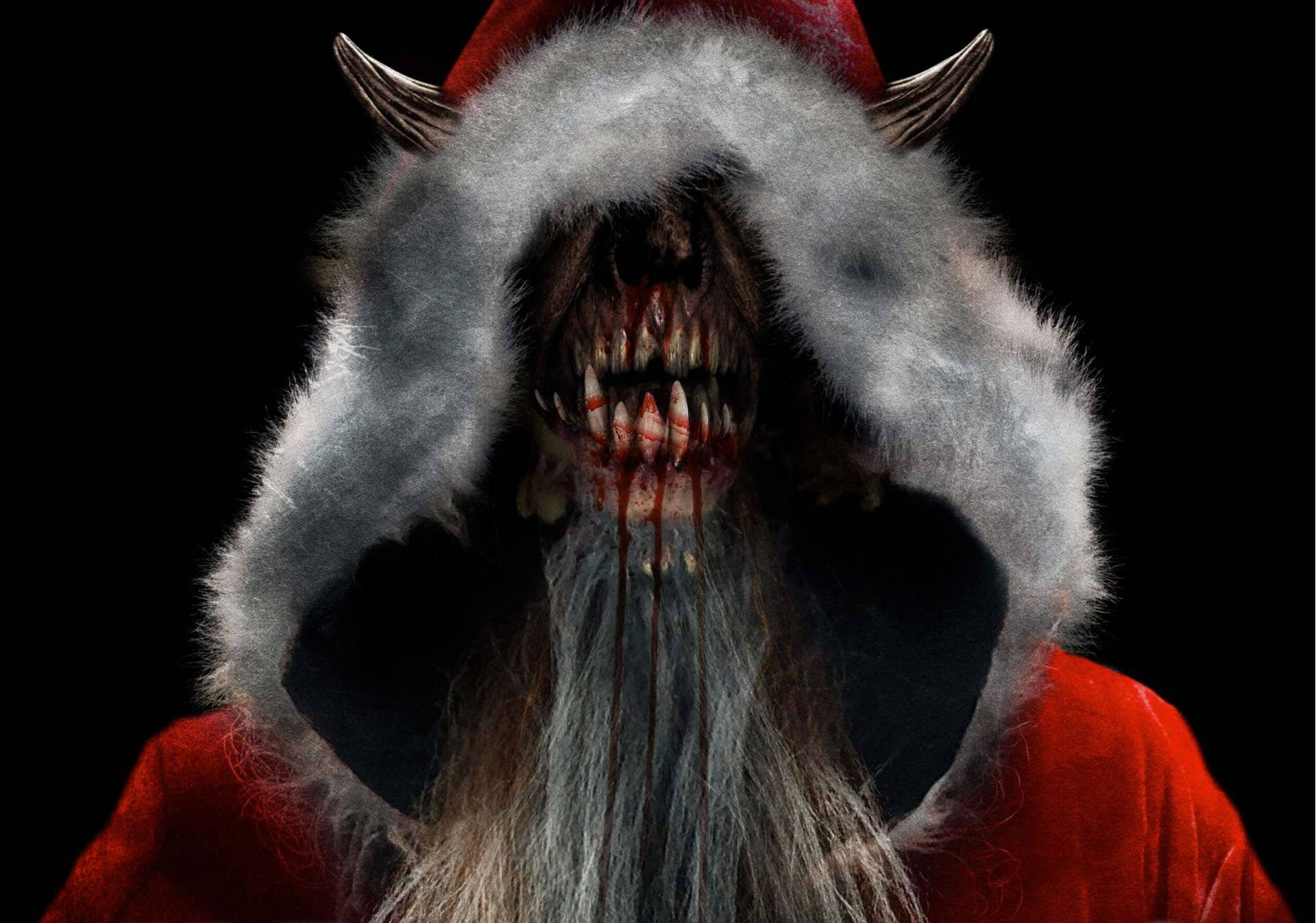 Scary Christmas With A Terrifying Monster Background